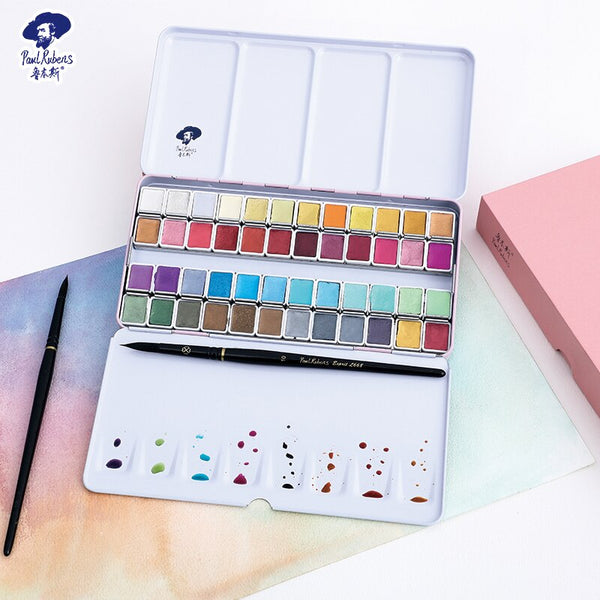 Paul Rubens 48 Colors Solid Watercolor paint pearlescent color  portable painting special paint art supplies for artist