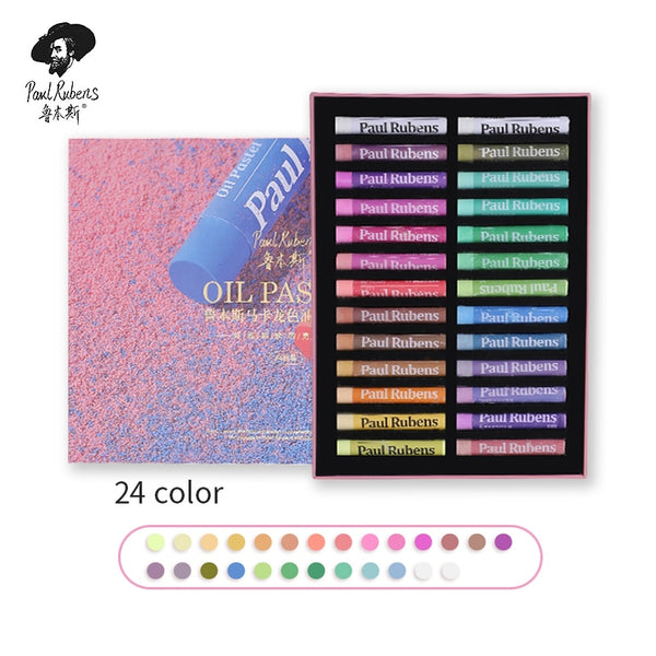 AOOKMIYA  Paul Rubens BOX Oil Pastel 24+2 Macaron Color Set Fresh Vibrant Soft Profession Oil Pastel Safe Non-toxic for Artists Beginners Kids
