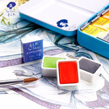 AOOKMIYA Paul Rubens Professional Solid Watercolor Paint Set 12/24/48 Color Fresh Style Metal Box Bright Watercolour Painting Pigment