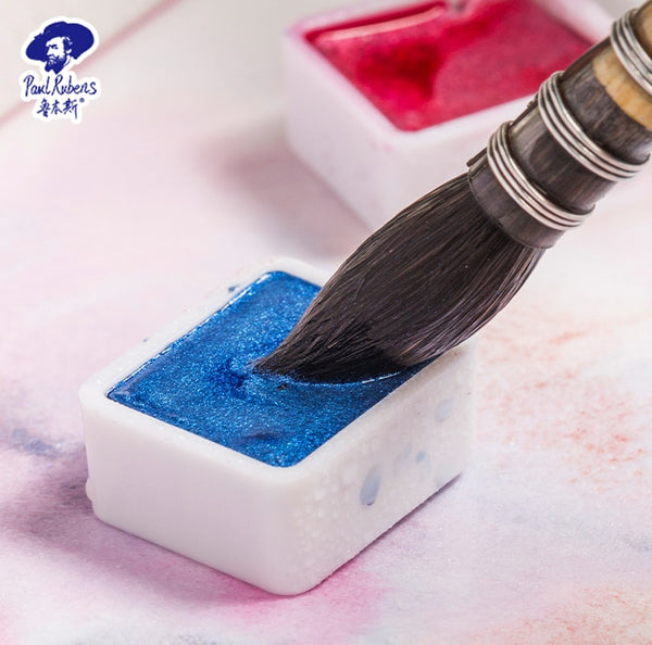 AOOKMIYA  Paul Rubens BOX Solid Watercolor Paint Glitter Metallic Shinnging Pigment  Aquarelle for Artist Sparkle Watercolor for Art Supplies