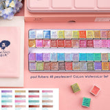 AOOKMIYA  Paul Rubens BOX Solid Watercolor Paint Set 12/24/48 Colors Glitter Metallic Paints Sparkle Effect Pigment Artist Grade Art Supplies