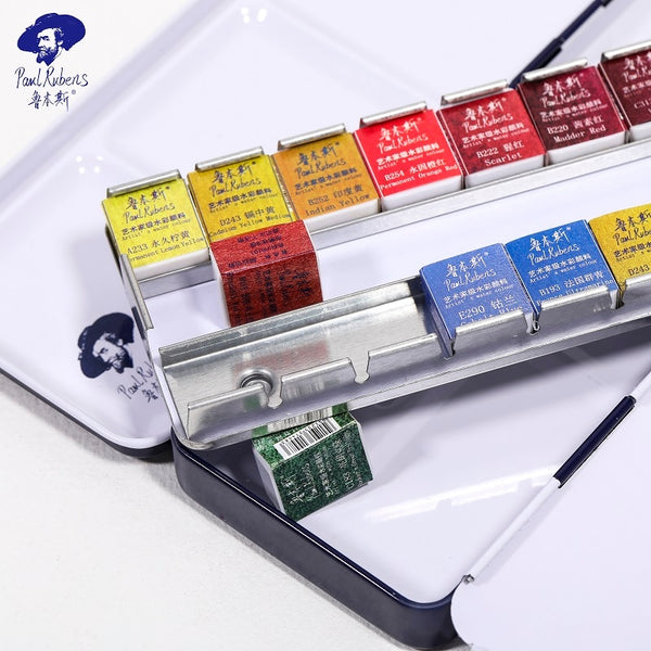 AOOKMIYA  Paul Rubens BOX Solid Watercolor Paint Set 12/24/48 Colors Portable Metal Box High Quality Profession Artist Pigment Art Supplies