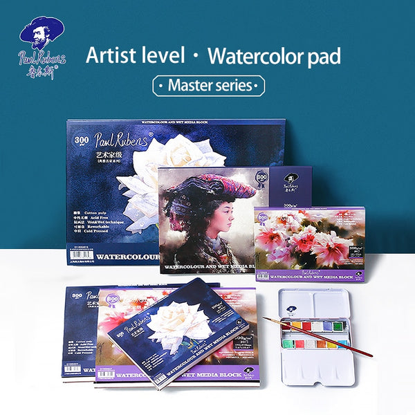 AOOKMIYA  Paul Rubens BOX Watercolor Book 300gsm 100% Cotton 32k/16k/8k 20 Sheets Professional Sketchbook for Drawing Paper Pad Art Supplies