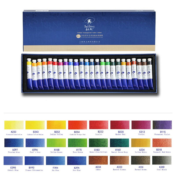 Paul Rubens Watercolor Paint Art Sets Gift 24 Colors 8ml Pigment Tubes –  AOOKMIYA