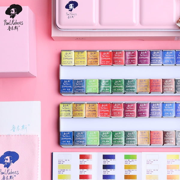 AOOKMIYA  Paul Rubens BOX Watercolor Paint Set Standard Color Glitter Sparkle Phosphorescent Natural Mineral Pigment for Artists Art Supplies