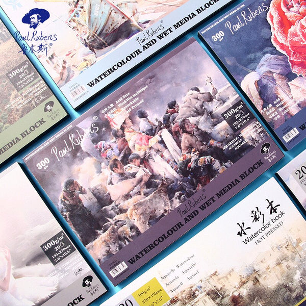 AOOKMIYA Paul Rubens Watercolor Paper Book Sketchbook 32k 20 Sheets 50% Cotton 300g/m2 Art Drawing Supplies for Artist School Supplies