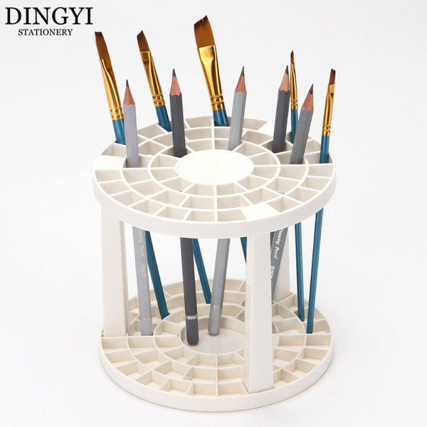 Plastic Paint Brush Holder 49 Holes Pen Rack Round Watercolor Painting Brush Pen Holder Display Stand For Drawing Art Supplies