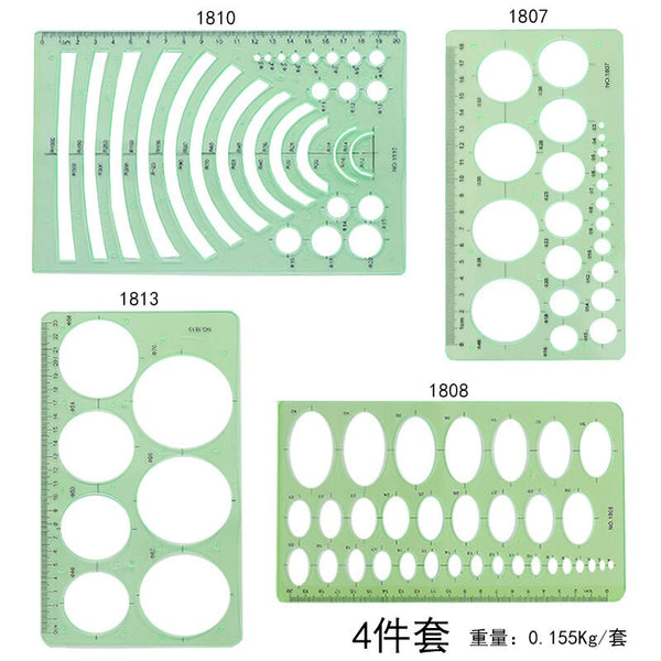 Clear Green Plastic Hollow Out Drawing Circle Template Ruler