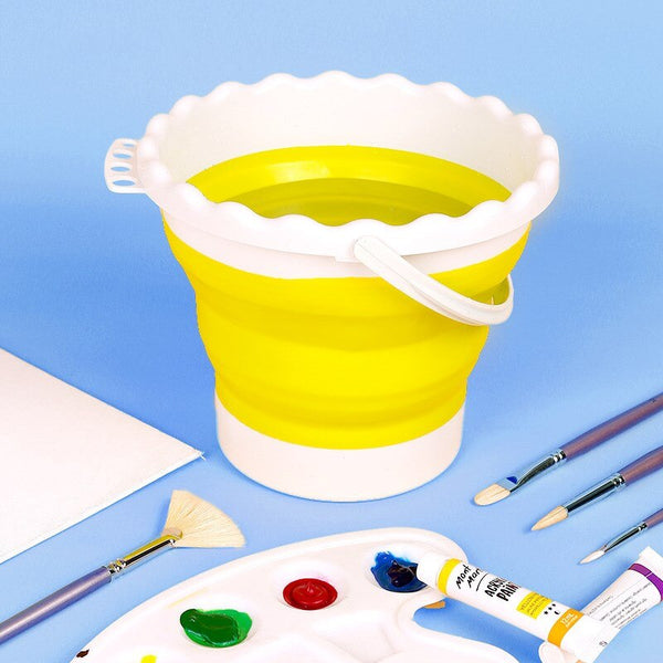 Portable retractable watercolor paint brush bucket can be placed brush holder pvc multi-function scrubbing pot art supplies