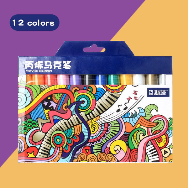 Medium Tip porcelaine paint pen - Set of 12 ceramic paint pens
