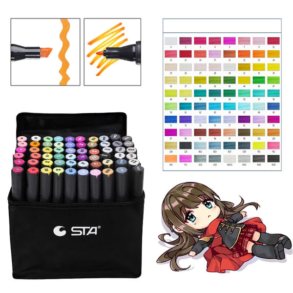 STA 30/40/60/80Color Alcohol Marker Pen Set OIly Ink Art Markers Prof –  AOOKMIYA