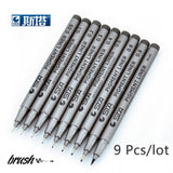STA 9pcs/set Sketch Marker Pen Different Tip Sizes Black Pigment Liner Water Based brush Marker For Art Supplies Stationery