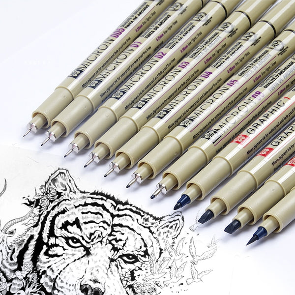 Sakura Pigma Micron drawing pens 02 Black ink, Line Width 0.3mm - 8 pack of  Micron 02 black