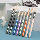 Single/double-end pencil extension set color lead charcoal sketch pencil extension rod metal/wood art student pencil extension