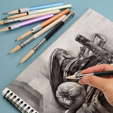 Single/double-end pencil extension set color lead charcoal sketch pencil extension rod metal/wood art student pencil extension