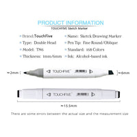 TOUCHFIVE Marker 30/40/60/80/168 Colors Art Markers Alcohol Based Maker Drawing Pen Set Manga Dual Headed Art Sketch Marker Pens