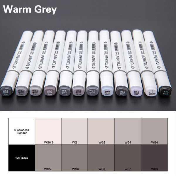 TOUCHNEW 12/30Color Cool Gray Marker Warm Gray Marker Set Dual Tips Alcohol Based Art Marker for Drawing Manga Mark Art Supplier
