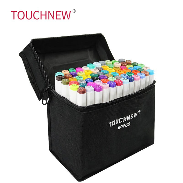 TOUCHNEW 40 Colors Markers Pen Oily Alcohol Painting Manga Dual Headed Art Sketch Marker Set Stationery Pen For School Drawing