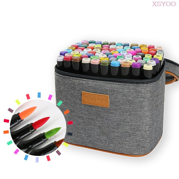 TOUCHNEW 6/12/30/40/60/80Color Soft bursh Markers Alcohol Based Sketch Felt-Tip Oily Twin Art Marker Pen For Manga Drawing