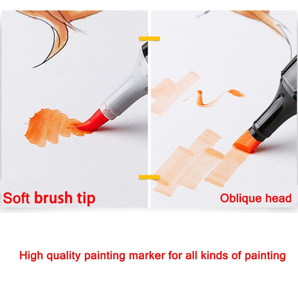 TOUCHNEW 6-80 Colors Soft Brush Markers Pen Dual tips Alcohol Based M –  AOOKMIYA