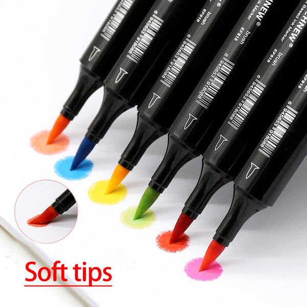TOUCHFIVE Art Marker Set 12/24/36/48/80/168 Colors Alcohol Base Markers  Manga Sketch Drawing Marker Pen For Dual Headed Tip Pen