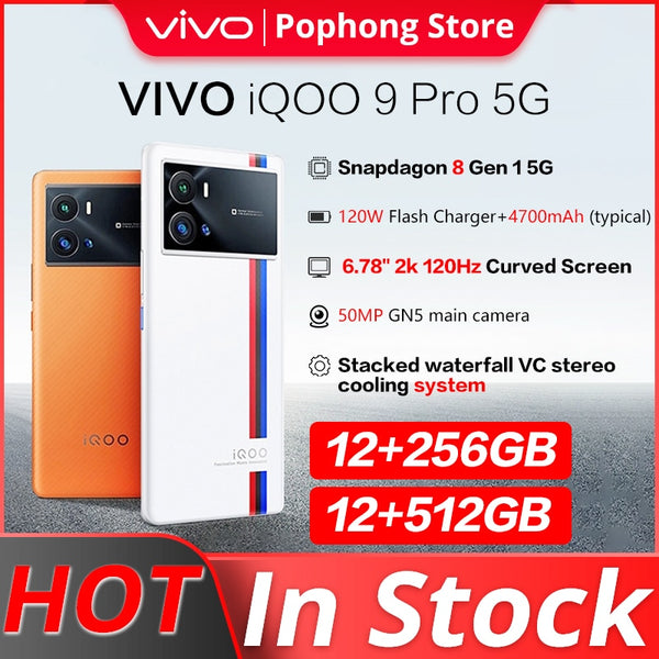 VIVO iQOO 9 Pro 5G 12GB RAM Gaming Mobile Phone 6.78 &quot; 2k 120Hz Curved Screen Snapdragon 8 Gen1 Octa Core 120W FlashCharger NFC