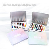 XSYOO 12/36/48 COLORS Solid Pearlescent Water Color Pigment Paints Set Glitter Watercolor Metallic Pigment Art Supplies