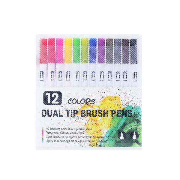 12/18/24 Color Dual Tip Brush Marker Pens Fine Liner Watercolor Art Markers  Calligraphy Coloring Drawing Art Supplies