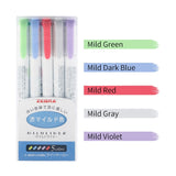 ZEBRA Mildliner 5pcs/set Mildliner Pens Highlighter Pen Mild liner Double Headed Fluorescent Pen Drawing Mark Pen Stationery