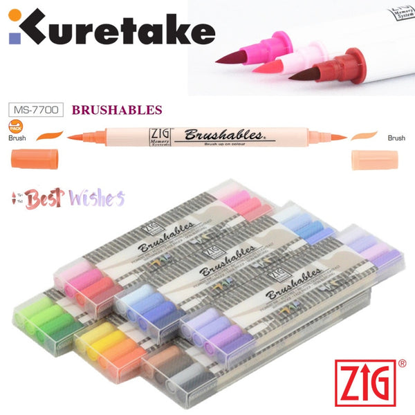 ZIG Kuretake Marker Pen Set MS-7700 Watercolor Brush Pens Waterproof –  AOOKMIYA
