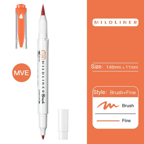 Zebra Mildliner Double Head Brush Markers Caligraphy Pen Soft Brush Pen Oblique Highlighter Pen for Drawing Writing Art Supplies