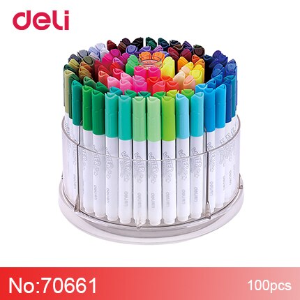 Deli Watercolor Pen 100 Color Set Children Washable Color Pen Primary –  AOOKMIYA
