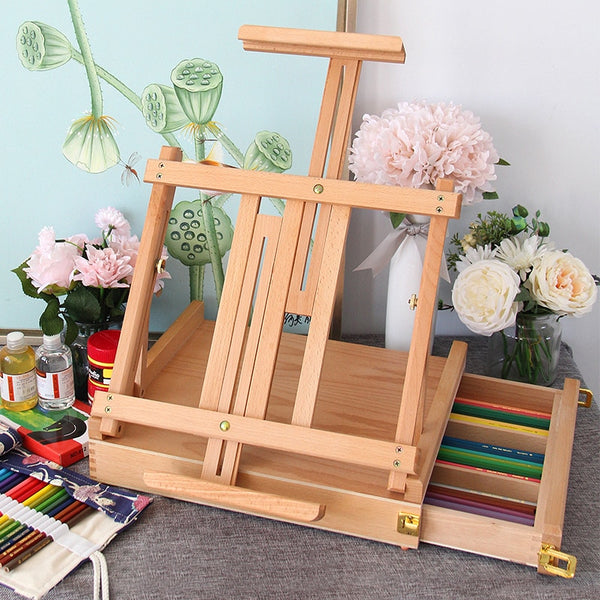 Portable Sketchbook for The Artist Easel Painting Box Wooden Stand