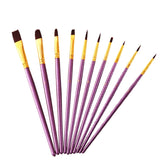 6/10pcs set Watercolor Gouache Painting Pen Nylon Hair Wooden Handle Paint Brush Set Drawing Art Supplies