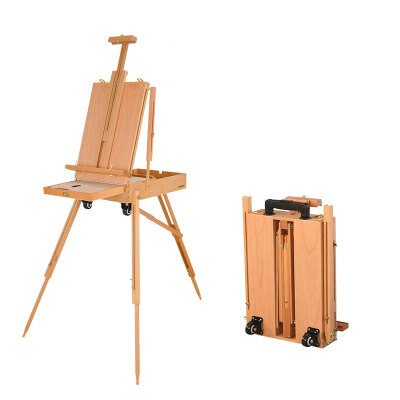 Trolley Wood Oil Painting Box Art Supplies Travel Portable Easel Stand For  Painting